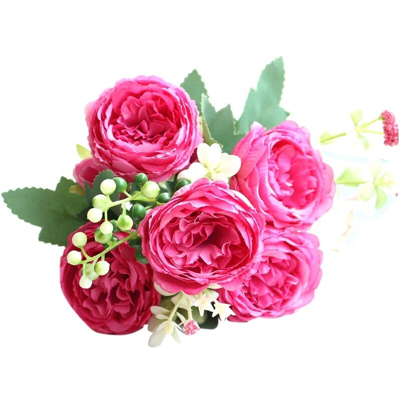Tlily - Fleurs Artificielles Pivoine DéCor de Chambre DéCor Du un DéCoration de Mariage DéCorative 2 PièCes SéRies Rouge