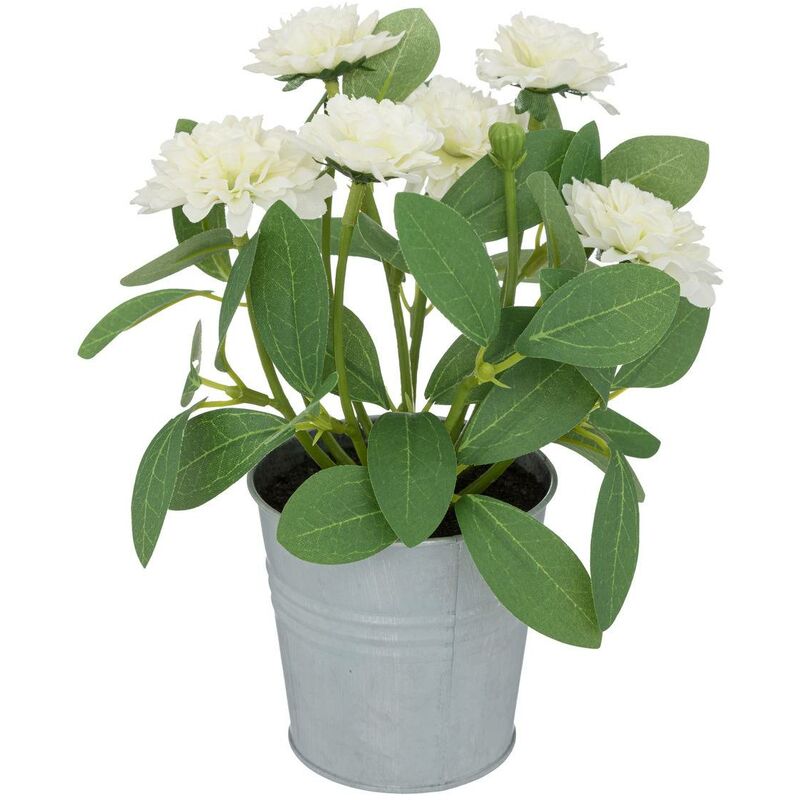 Fleurs artificielles - pot en zinc - H20 cm Atmosphera créateur d'intérieur - Blanc