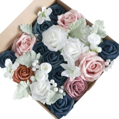 Fleurs artificielles (rose marine) pour mariage, combinées pour