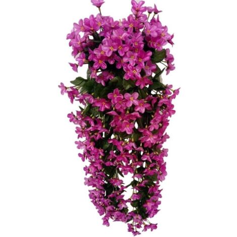 Fleurs artificielles suspendues à 4 pétales, fleurs artificielles suspendues de glycine pour la décoration de la maison de mariage (Fuchsia)-