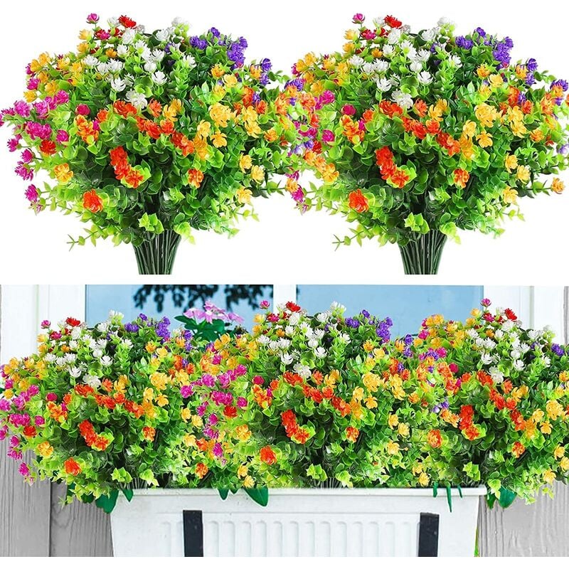 Minetgnon - Fleurs Artificielles,12 Bouquets Plantes de Verdure Résistantes aux uv