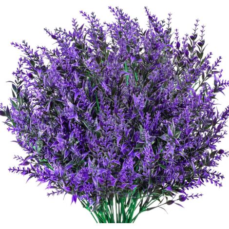Fleurs de Lavande Artificielles, Bouquet Fleur Artificielle Decor, Fausse Plantes Artificielles pour Interieur Extérieur Mariage Jardin Décoratio - 6 Pcs/Violet LITZEE