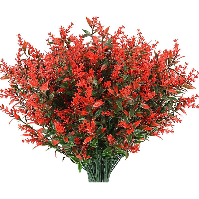 Tlily - Fleurs de Lavande Artificielles Plantes 10 Paquets de en Plastique ExtéRieur Plantes Arbustes DéCor de Jardin à la (Orange Rouge)