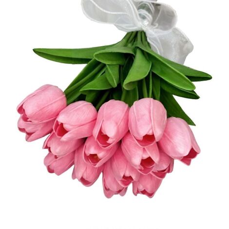 Fleurs de tulipes artificielles, bouquet, 15 fleurs de tulipes artificielles B