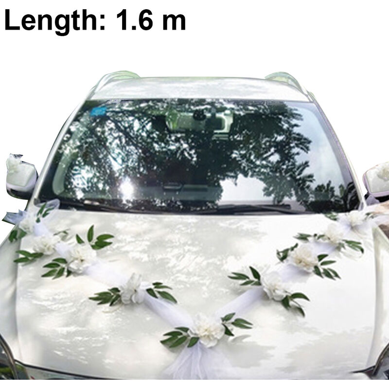 Ynkkvre - Fleurs de voiture de mariage, fleur artificielle décoration de voiture de mariage ruban fleurs fleurs accessoires photo pour voiture de