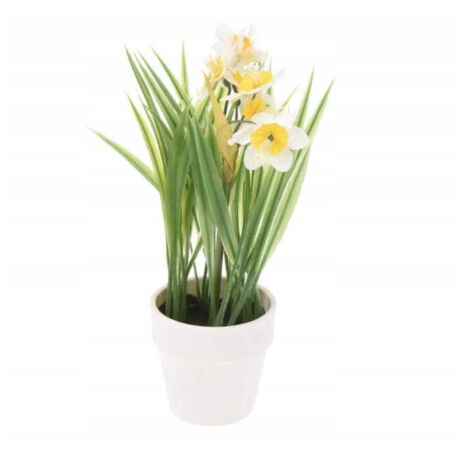 Fleurs décoratives artificielles dans un pot blanc de 23 cm