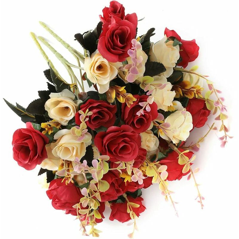 Odipie - Fleurs en soie fausses fleurs soie rose bouquet de fleurs artificielles décoratives pour l'extérieur intérieur maison mariage pièce