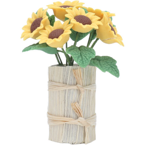 Fleurs Miniatures Tournesol Mignon Décor Maison de Poupée Plantes Artificielles Durables
