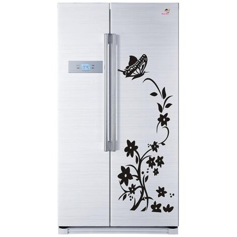 fleurs Noires - 140  50cm Vigne Stickers Muraux Rfrigrateur Pvc Papillons Amovibles Stickers Muraux Armoire Maison Cuisine Art Dco
