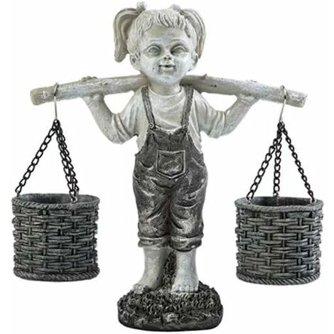 Fleurs pour Felicity Little Girl Garden Statue Statues de jardin en pierre Deux tons - Sculptures et statues de jardin, décor de jardin, Art de jardin, Figurines de jardin à l'extérieur