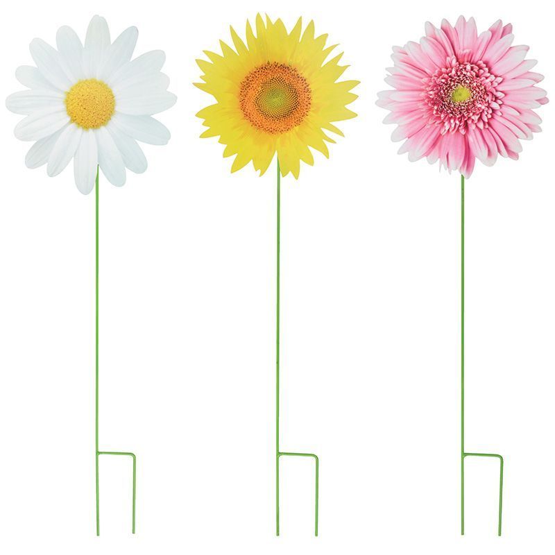 Esschert Design - Fleurs sur pique (Lot de 3) - Multicolore