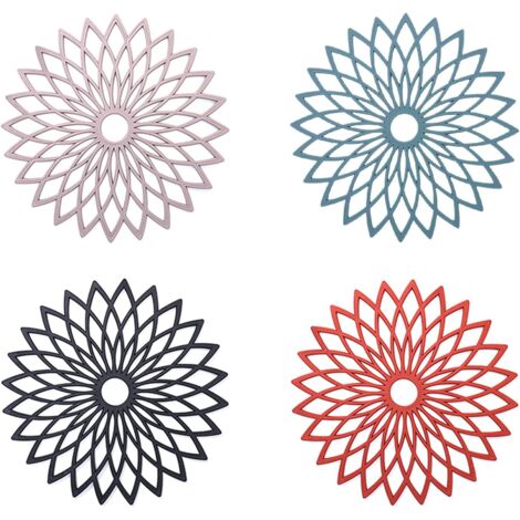 Fleurs Tapis Dessous Plat Silicone Dessous Plats Silicone Anti-DéRapant Isotherme Flexible Durable AntidéRapant Pour Pots,PoêLes,Assiettes,Verres,Bols Et Vases(8 PièCes,DiamèTre 19 Cm)