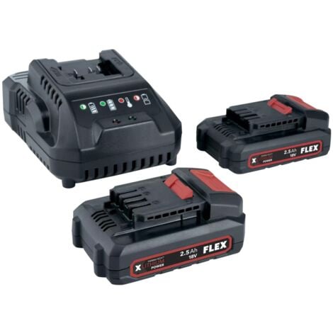 Set di avviamento per batterie Flex P-Set 22 Q, 2x 2,5 Ah/ 18 V + caricatore