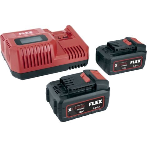 FLEX TOOLS Flex Akku Starter-Set P-Set 55 R, 2x 5,0 Ah/ 18 V + Schnellladegerät