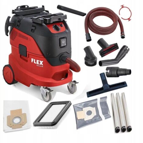 Flex – Aspirateur professionnel 1400W – Capacité 42L – Dépression 25000Pa – Système de décolmatage automatique – Pour chantiers humides - VCE 44 L AC