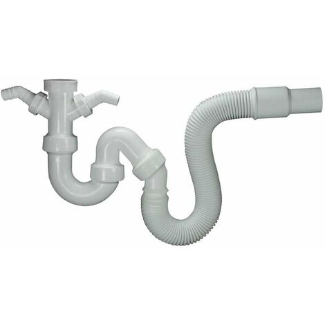 Flex-Geruchverschluss 1 1/2" x 40/50mm, 2 Geräteanschlüsse, extra lang