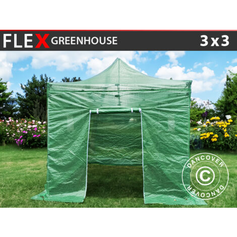 FleX Greenhouse 3x3 m, PE, Transparent/Green