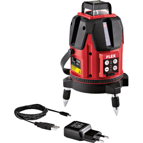 Flex – Laser à lignes croisées – Portée 20m – Classe laser 2 – Précision ± 0,3mm/m – Autonomie 6h – Protection IP54 – Chargeur USB inclus
