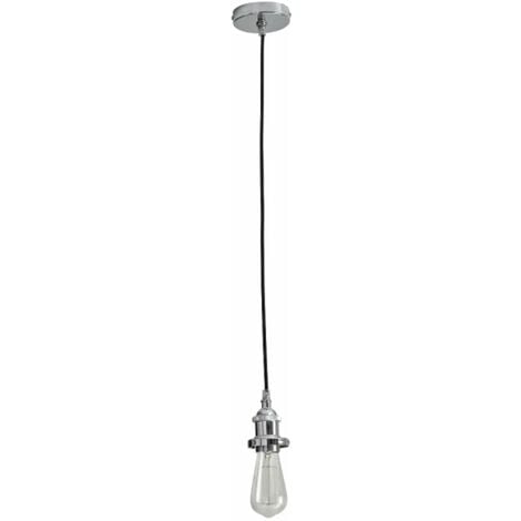 FIRST CHOICE LIGHTING Flex - Polished Chrome Pendant Kit with Black Fabric Cable