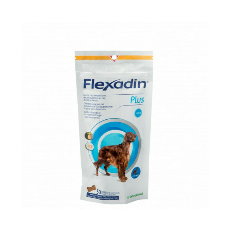 Vétoquinol - Complément alimentaire Flexadin Plus Maxi articulations pour chien + 10 kg 30 bouchées