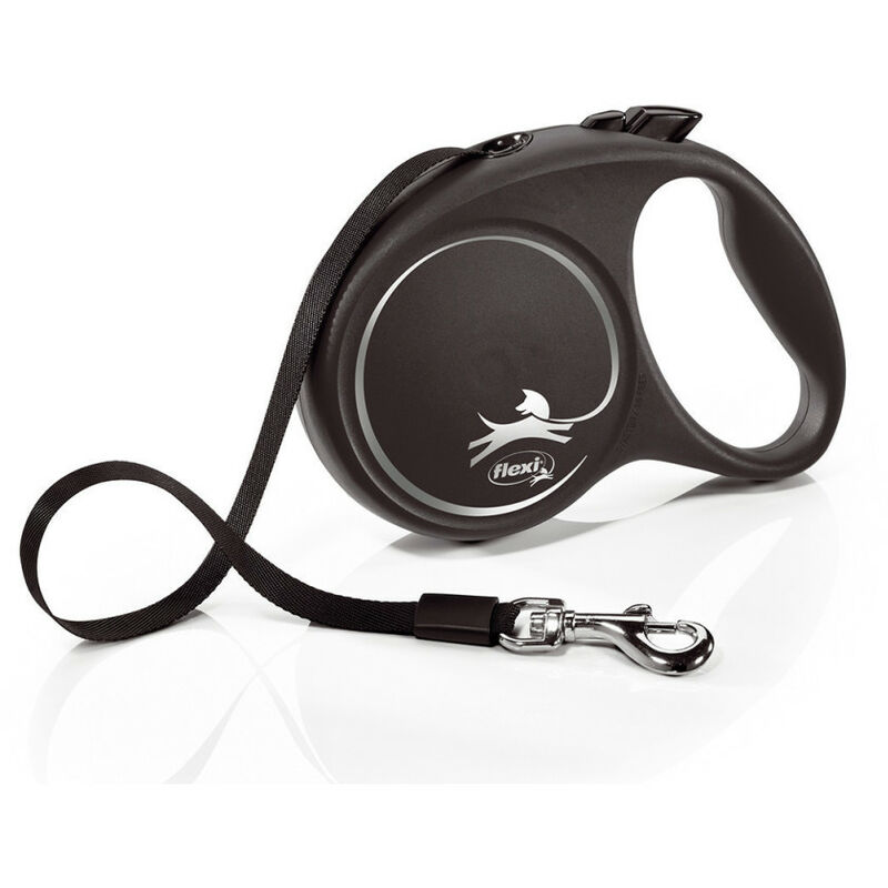 Black Design L sangle 5 mètres. laisse pour chien max 50 kg. noir et argent.. - Flexi