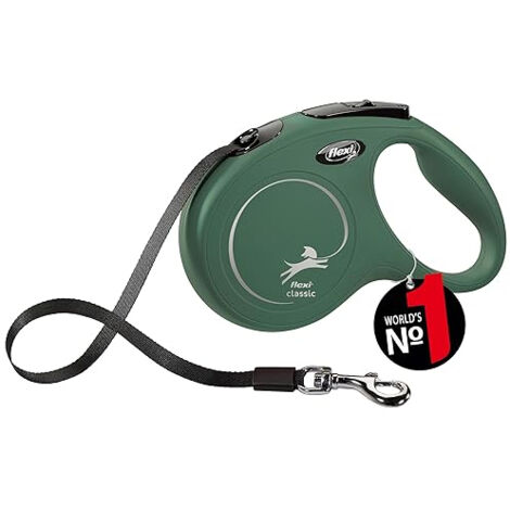 FLEXI CLASSIC M SANGLE 5 M VERT OLIVE LAISSE À ENROULEUR POUR CHIEN JUSQU'À 25 KG 600.7778