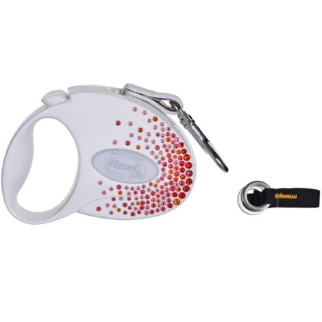 FLEXI Glam Splash Orient with Swarovski Crystals S - Dog Retractable Lead - 3 m - White