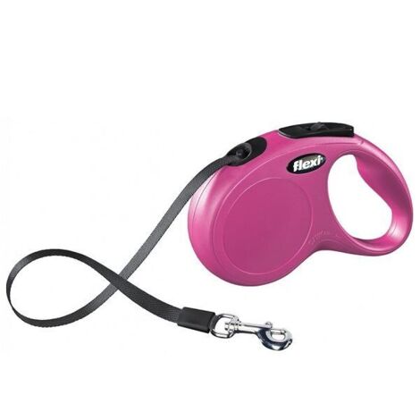 Flexi NEW Classic Retractable Tape Dog Lead - Pink(S: 5m (up to 15kg))