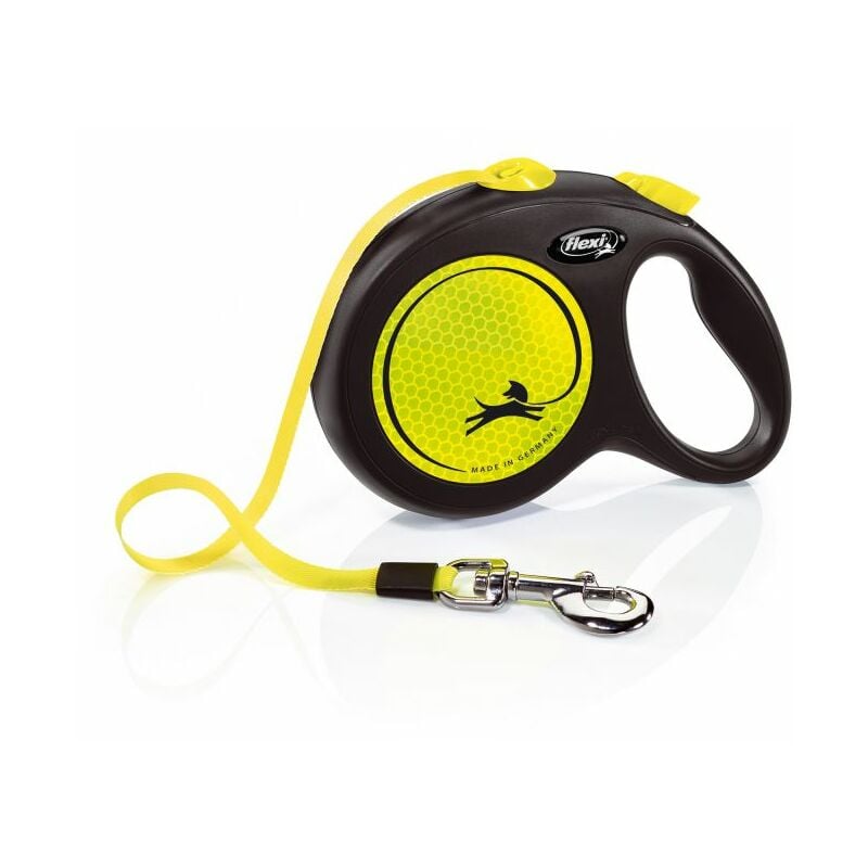 Laisse New Neon l Tape 5 m black/ neon yellow Flexi CL31T5-251-S-NEOGE
