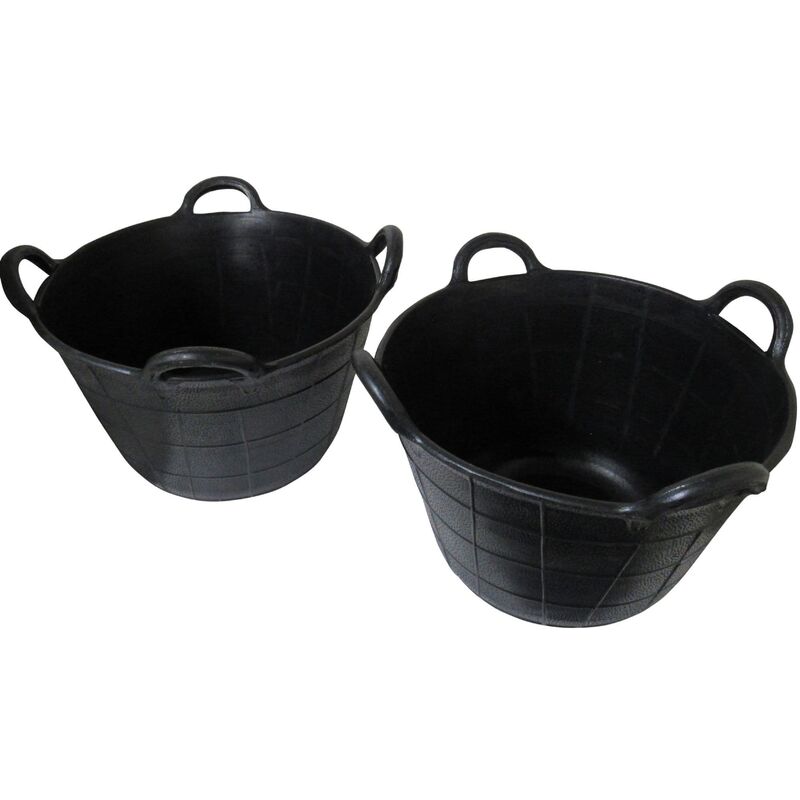 Flexi Tub Rubber Builders Bucket 40L X2 (4 Handles Flexible Gardening Storage)
