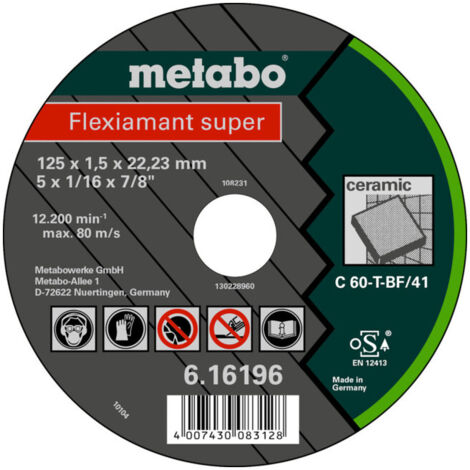 Flexiamant super 115 x 1,5 x 22,2 céramique, meule de tronçonnage, modèle droit metabo 25 pièces