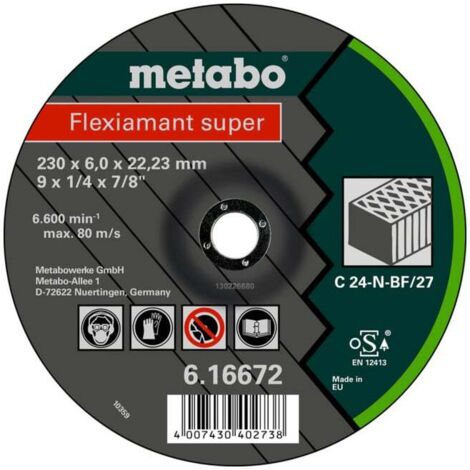 Flexiamant super 125 x 6,0 x 22,23 pierre, meule d'ébarbage, modèle coudé metabo 25 pièces