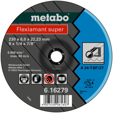 Flexiamant super 180 x 6,0 x 22,23 acier, meule d'ébarbage, modèle coudé metabo 10 pièces
