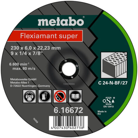 Flexiamant super 230 x 6,0 x 22,23 pierre, meule d'ébarbage, modèle coudé metabo 10 pièces