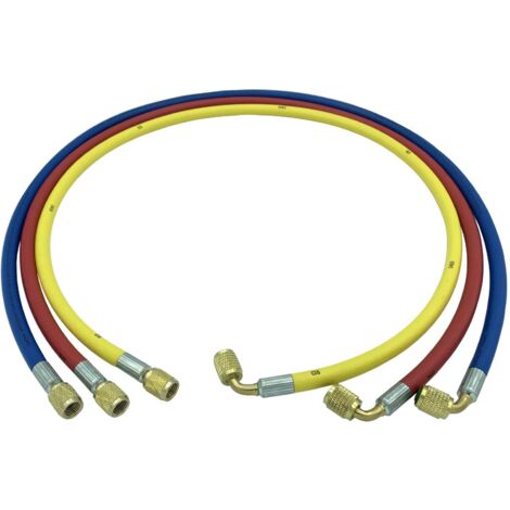 Flexible 4M F1/4" x F1/4" SAE 90° bleu pour station de recharge de climatisation - SA 8739 - CLAS Equipements