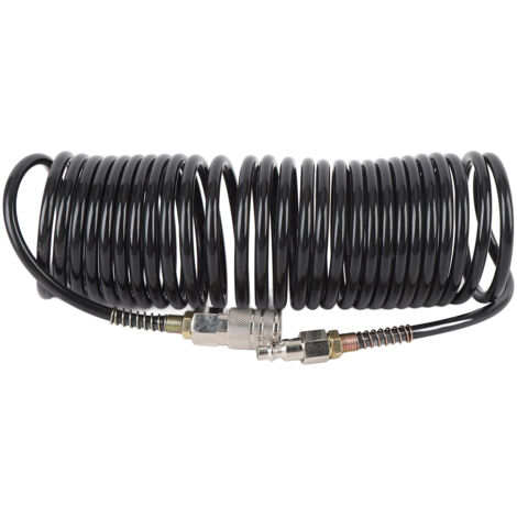 Flexible Air Hose 1/4 Inch x 5m Spiral PE Copper Anti-Kink Compressed Hose for Pneumatic Tools