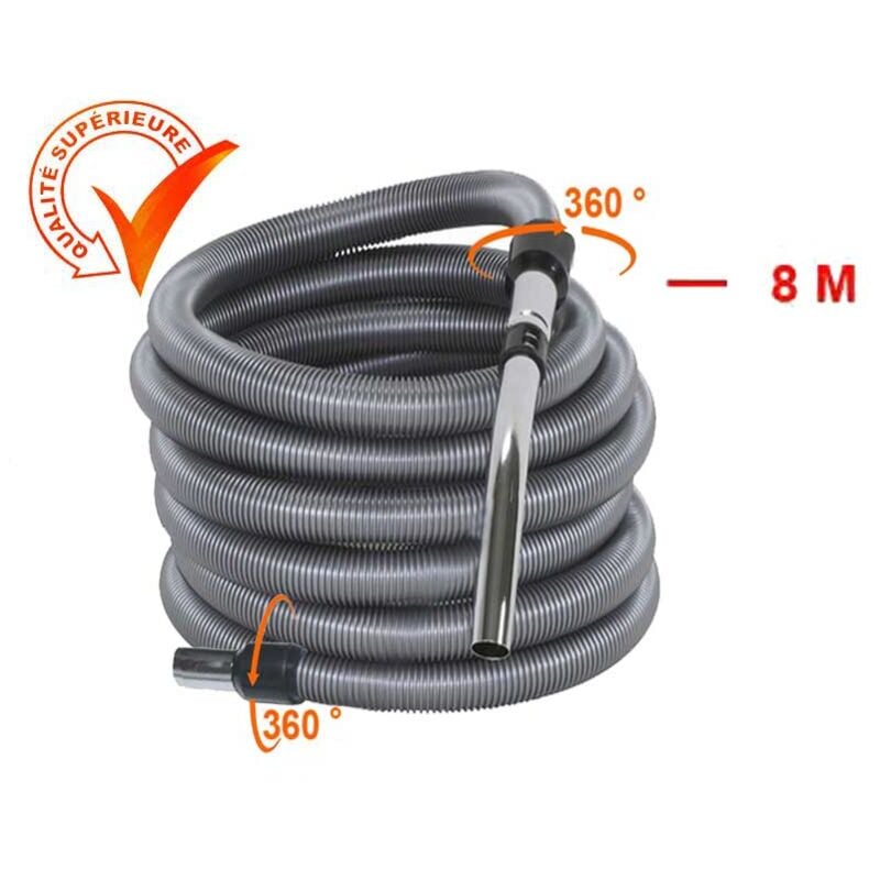 Flexible aspiration centralisée standard - gris - longueur au choix (de 4 à 15m) - 8m