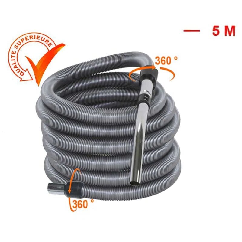 Flexible aspiration centralisée standard - gris - longueur au choix (de 4 à 15m) - 5m
