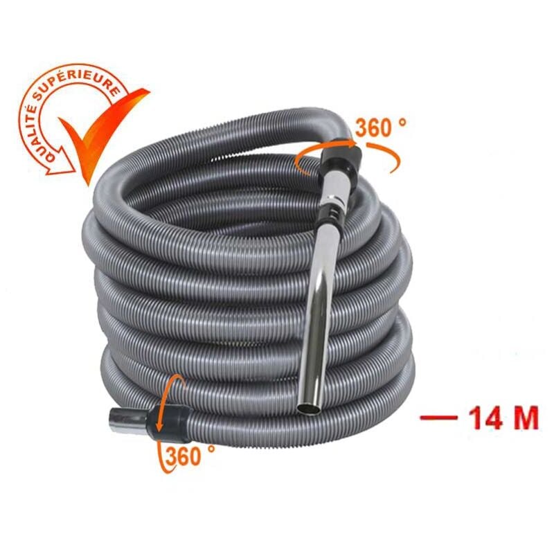 Flexible aspiration centralisée standard - gris - longueur au choix (de 4 à 15m) - 14m