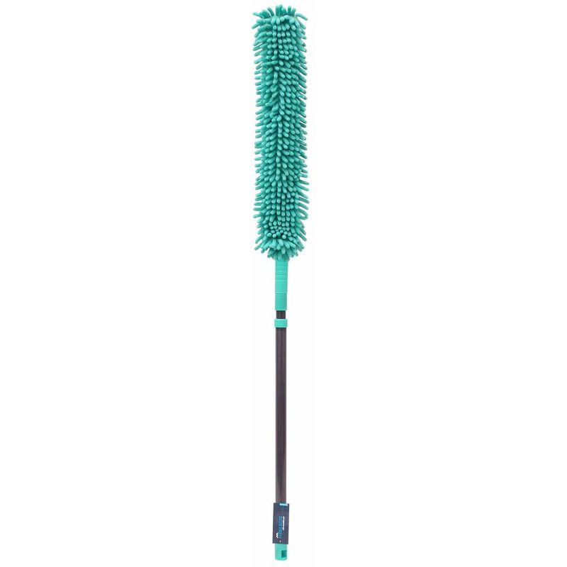 Flexible Chenille Head Duster with Extendable Handle, Turquoise - JVL