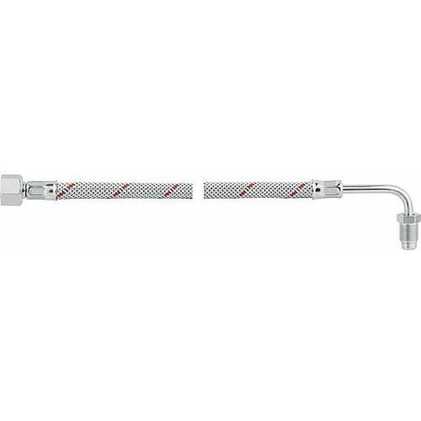 Flexible de bruleur fioul avec ecrou-raccord 3/8" et coude avec n amovible 1/4" et bicone 1000 mm lg