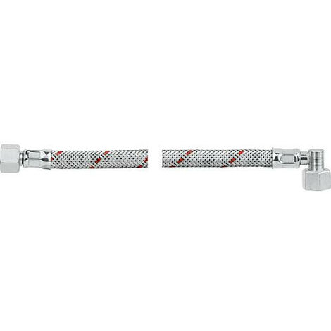 Flexible de bruleur fioul avec ecrou-raccord 3/8", et ecrou-raccord coude court 3/8" 90 1000 mm"