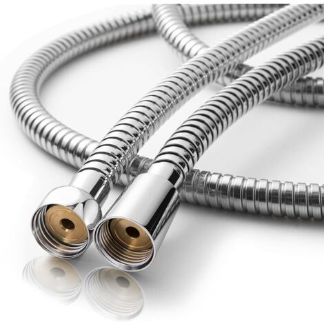 Flexible de Douche 1.2m, avec Protection Anti-Torsion, Inox Tuyau Douche, Haute Pression de Remplacement Tuyau de Douche, pour Robinetterie de Salle de Bains, Anti-explosion Puissant, Argent