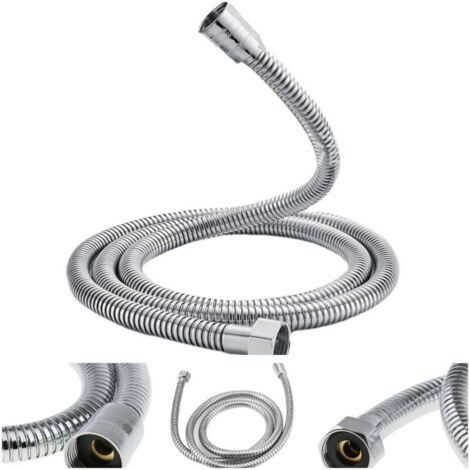 Flexible de douche 1,5M – Acier inoxydable et laiton massif – Anti-torsion et anti-vrillage – Raccord 1/2' IPS pour installation facile – Elle