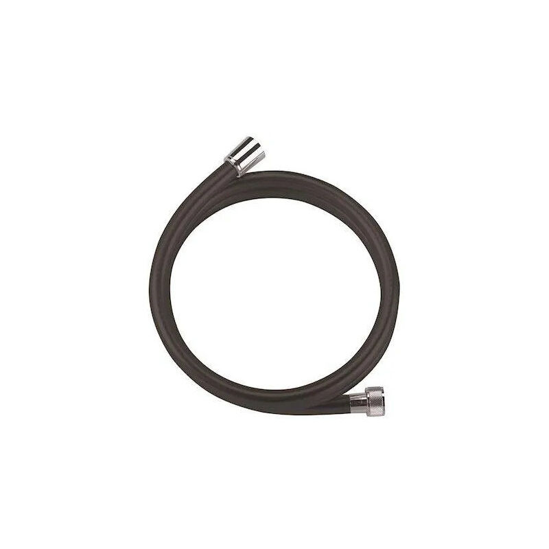 Valentin - Flexible de douche 1.5m en pvc lisse noir, écrou chromé 15x21