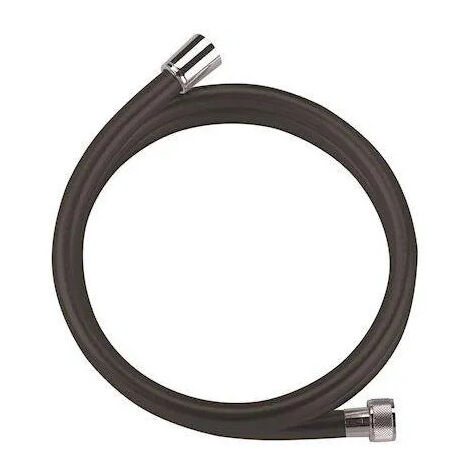 Flexible de douche 1.5m en PVC lisse noir, écrou chromé 15x21