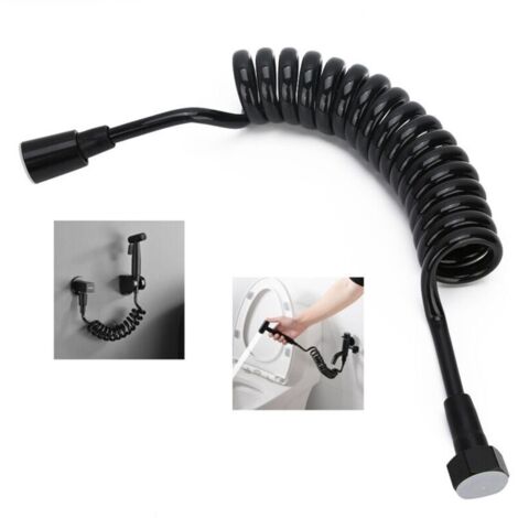 Flexible de Douche, 2 m Tuyau de Douche Flexible Télescopique, avec Bouchon en Cuivre, Flexible Rétractable pour Douchette, WC et Bidet