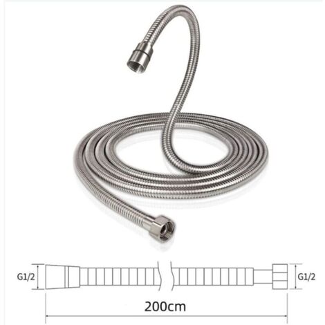 Flexible de Douche 2m Acier Inoxydable Tuyau de Douche Anti-Torsion et Anti-Pliure G1/2