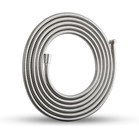 Flexible de Douche 5m, Tuyau Douche avec Protection Anti-Torsion, Flexible Douche en Acier Inoxydable, Universel G1/2", pour Robinetterie de Salle de Bains, Remplacement Tuyau de Douche, Argent