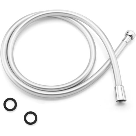 Flexible de douche à ressort 1,5 m blanc embout acier-zinc salle de bain